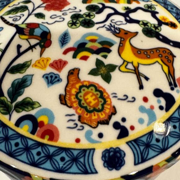 Super Bone Hankook Blue Animal Print Porcelain Trinket Box Jewerly Ceramic Bowl - Picture 4 of 12